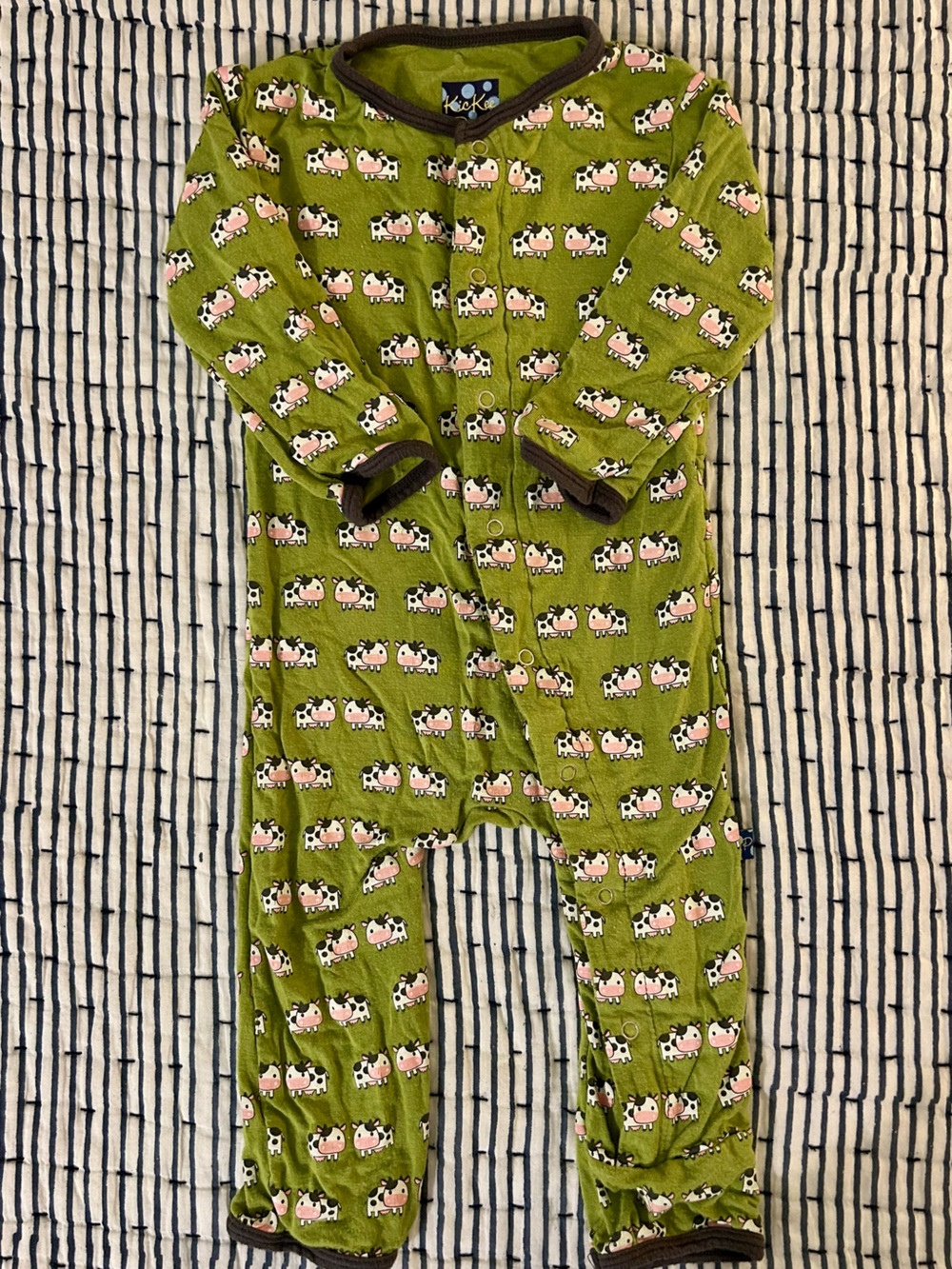 Kickee pants one piece button cow print sleeper 6-9 months